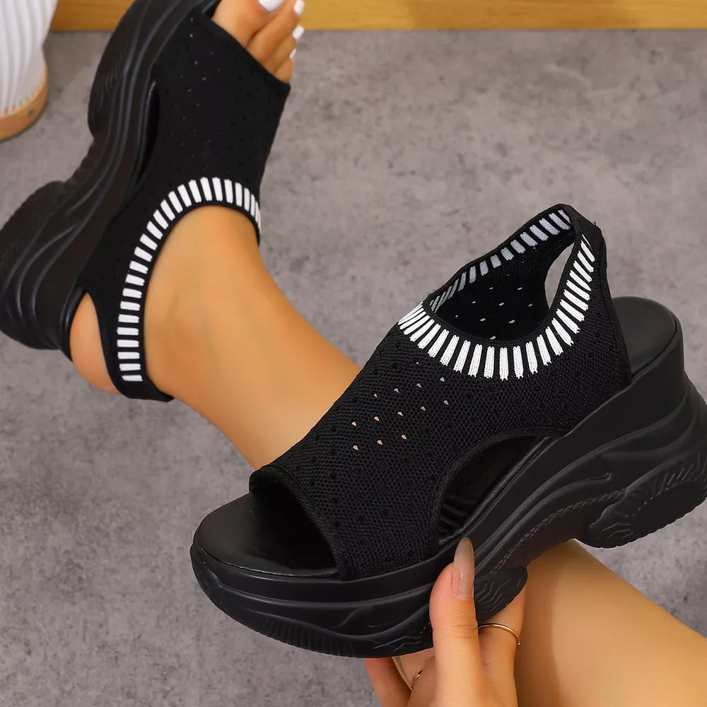 Mesh Platform Wedge Sandals, image 10