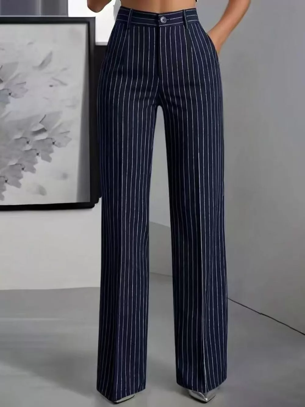 High-Waisted Striped Wide-Leg Pants, image 4