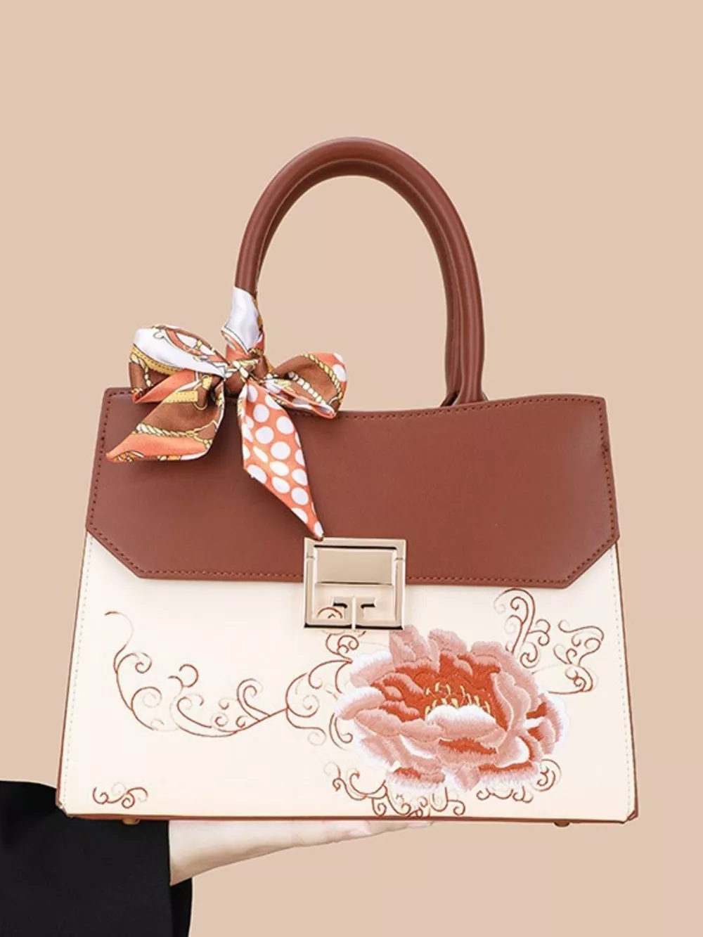 Floral Top Handle Handbag, image 5