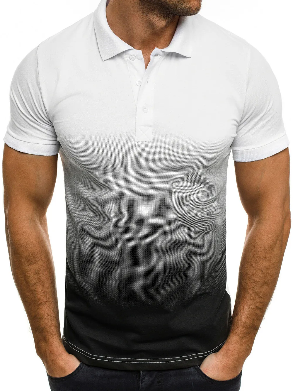 Men's Full Size Gradient Short Sleeve Polo Plus Size, image 5