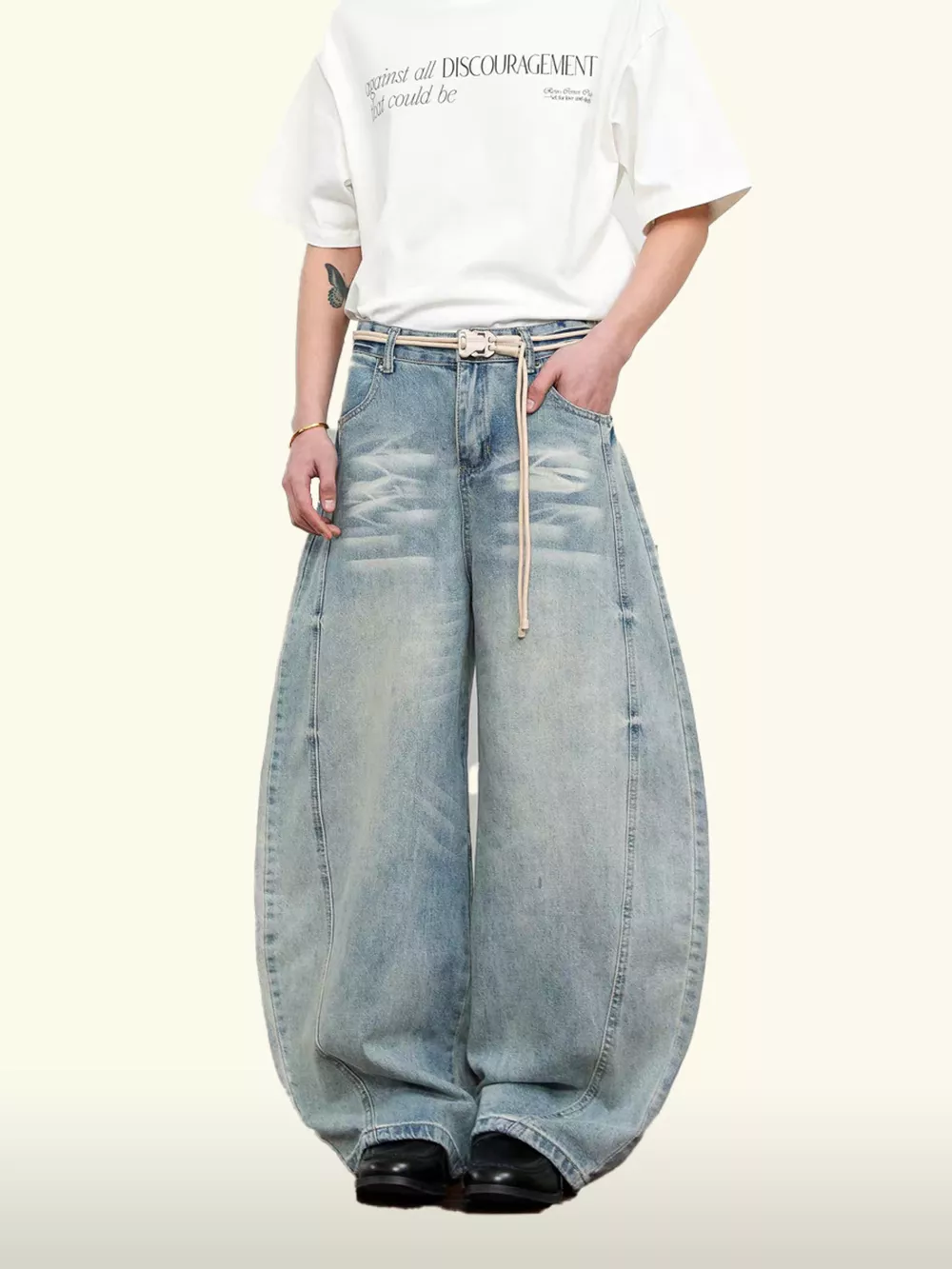 Men's Washed Wide Leg Jeans, image 3