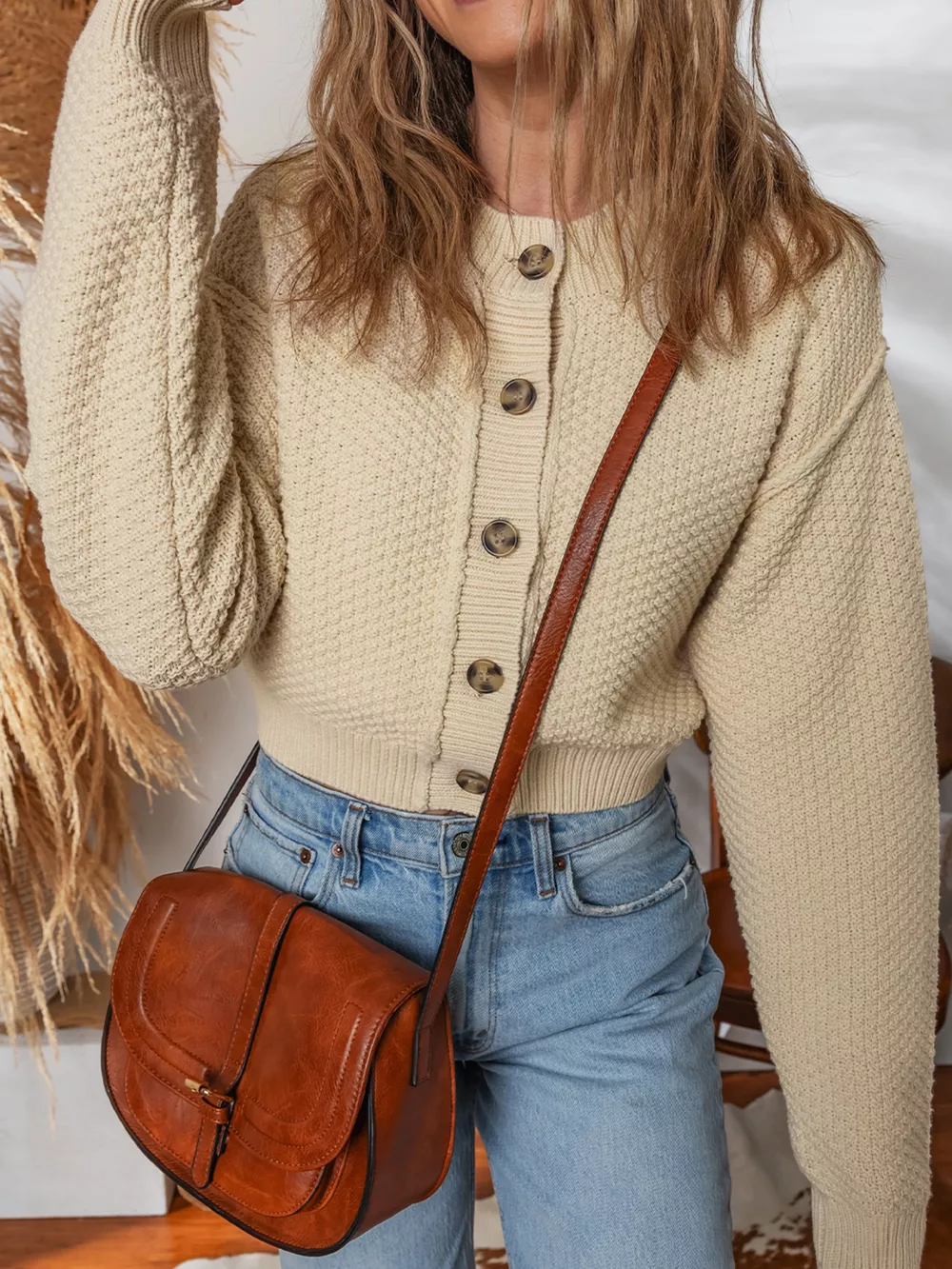 Button Front Cropped Cardigan, image 5