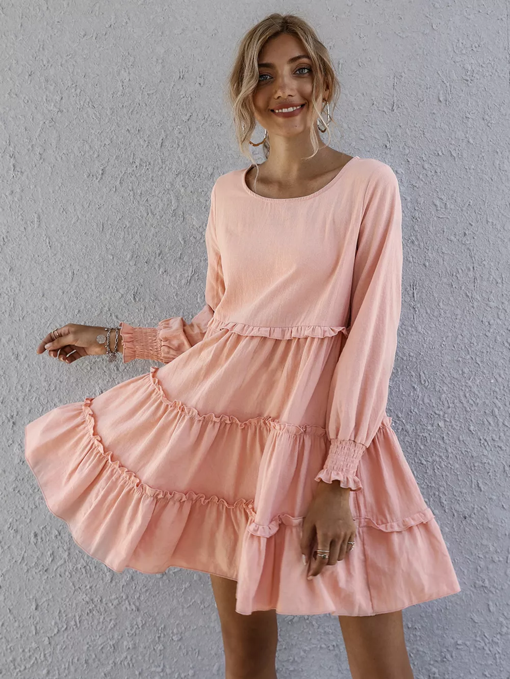 Ruffle Tiered Long Sleeve Mini Dress, image 18