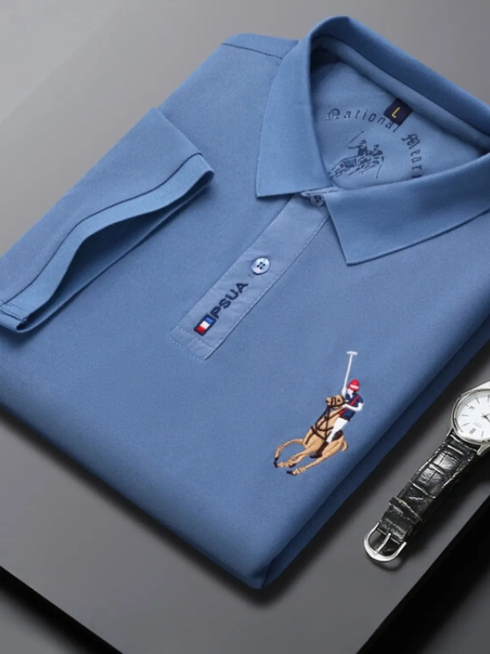 Men's Plus Size Short Sleeve Embroidered Polo, image 10