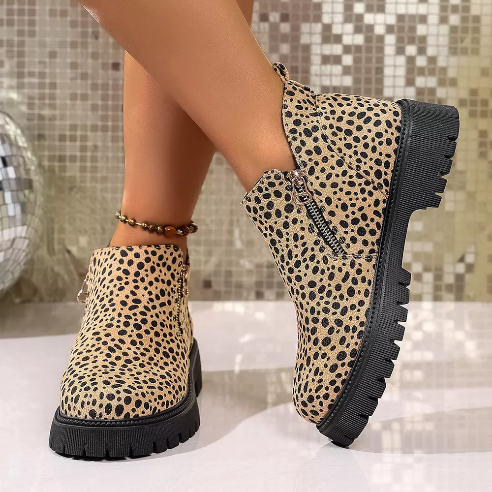 Leopard Platform Side Zip Boots, image 3