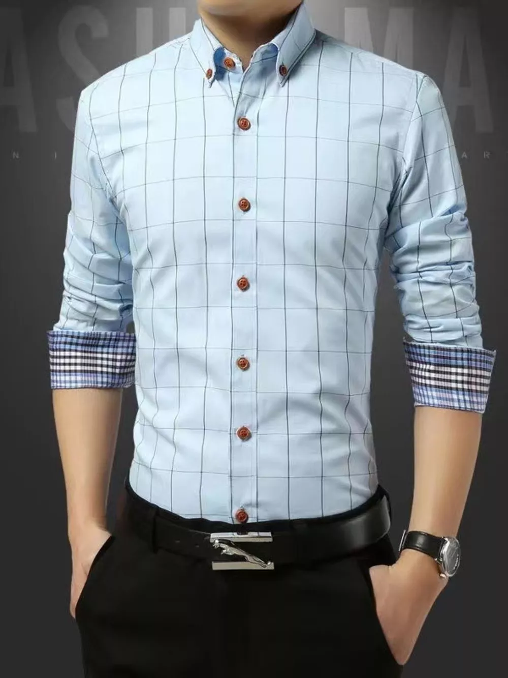 Men's Plus Size Classic Plaid Button-Down Shirt, image 12