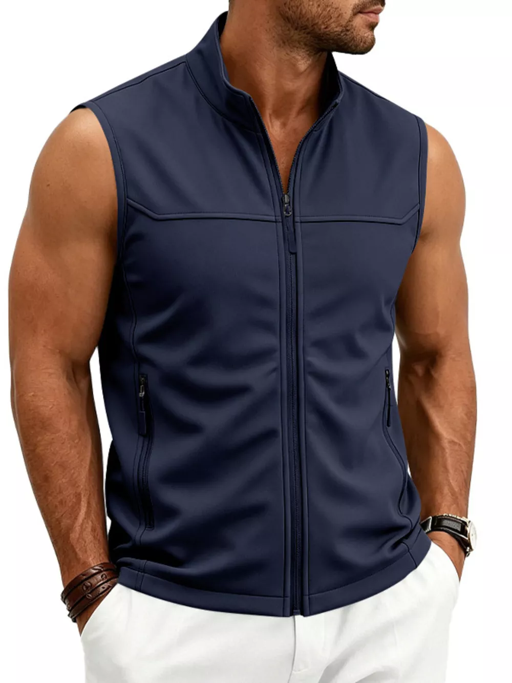 Men's Plus Size Zip Up Vest, image 8