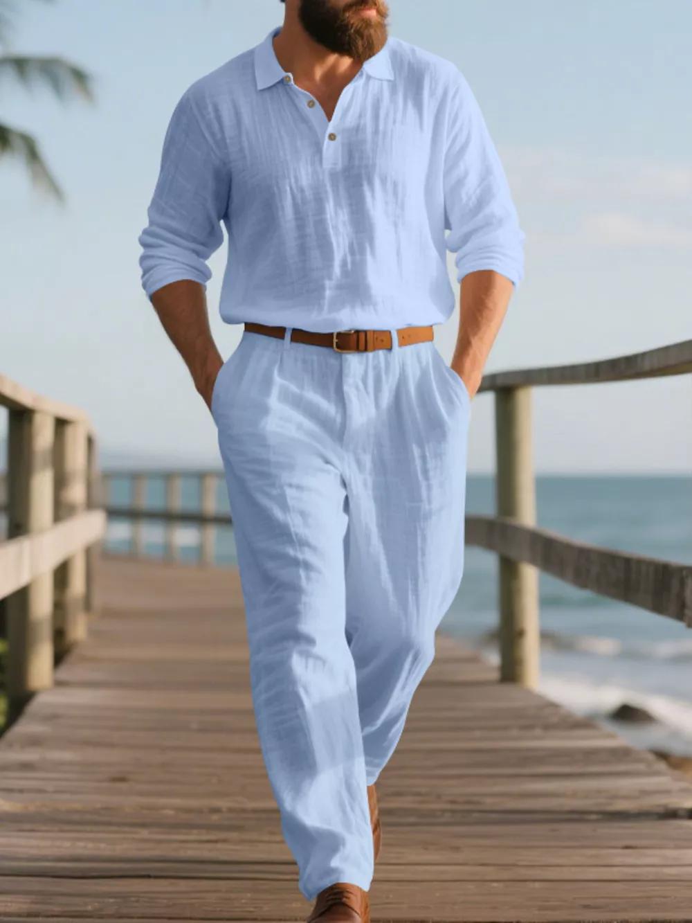 Men's Full Size Long Sleeve Top and Pants Set Plus Size, image 8