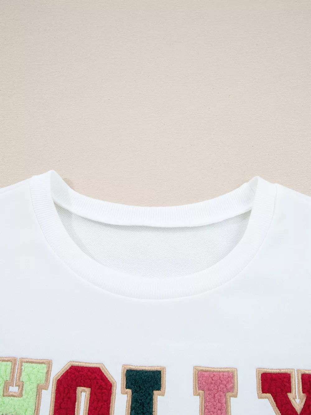 HOLLY JOLLY Embroidered Round Neck Sweatshirt, image 5