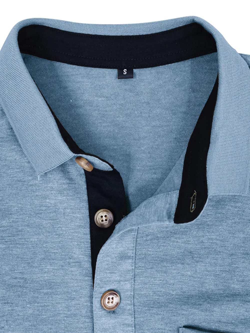 Men's Full Size Button Detail Long Sleeve Polo Plus Size, image 5