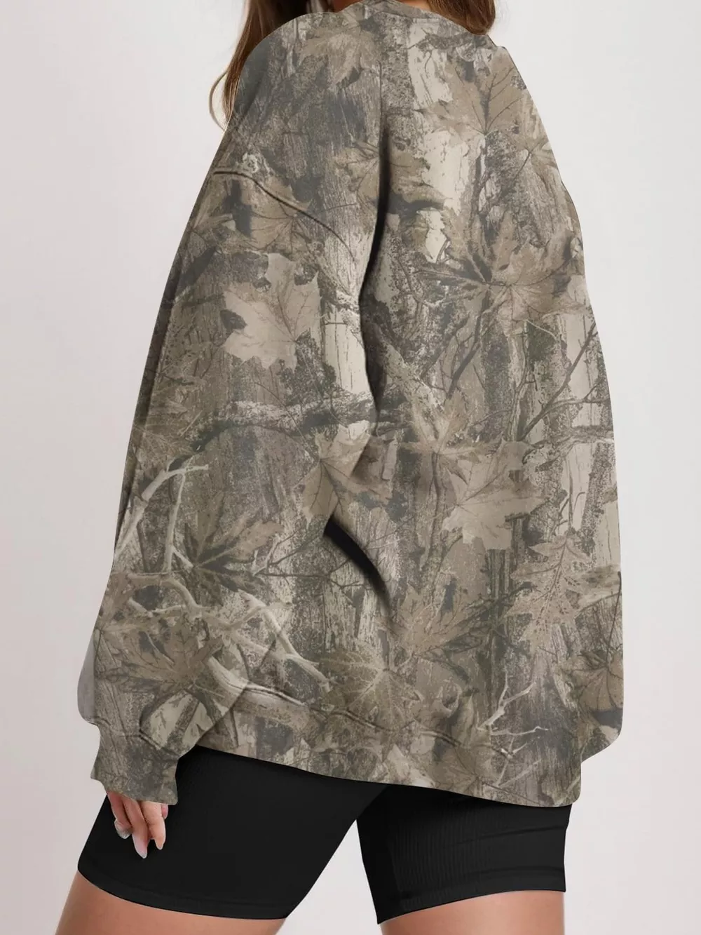 Oversized Printed Crew Neck Sweatshirt, image 9