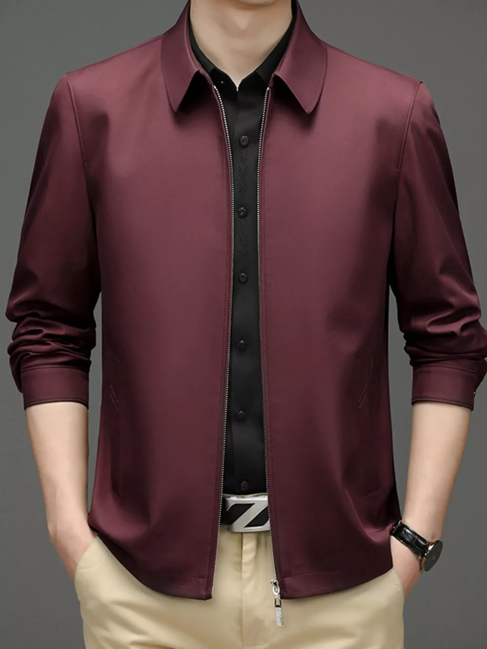 Men's Plus Size Zip Up Long Sleeve Jacket, image 7
