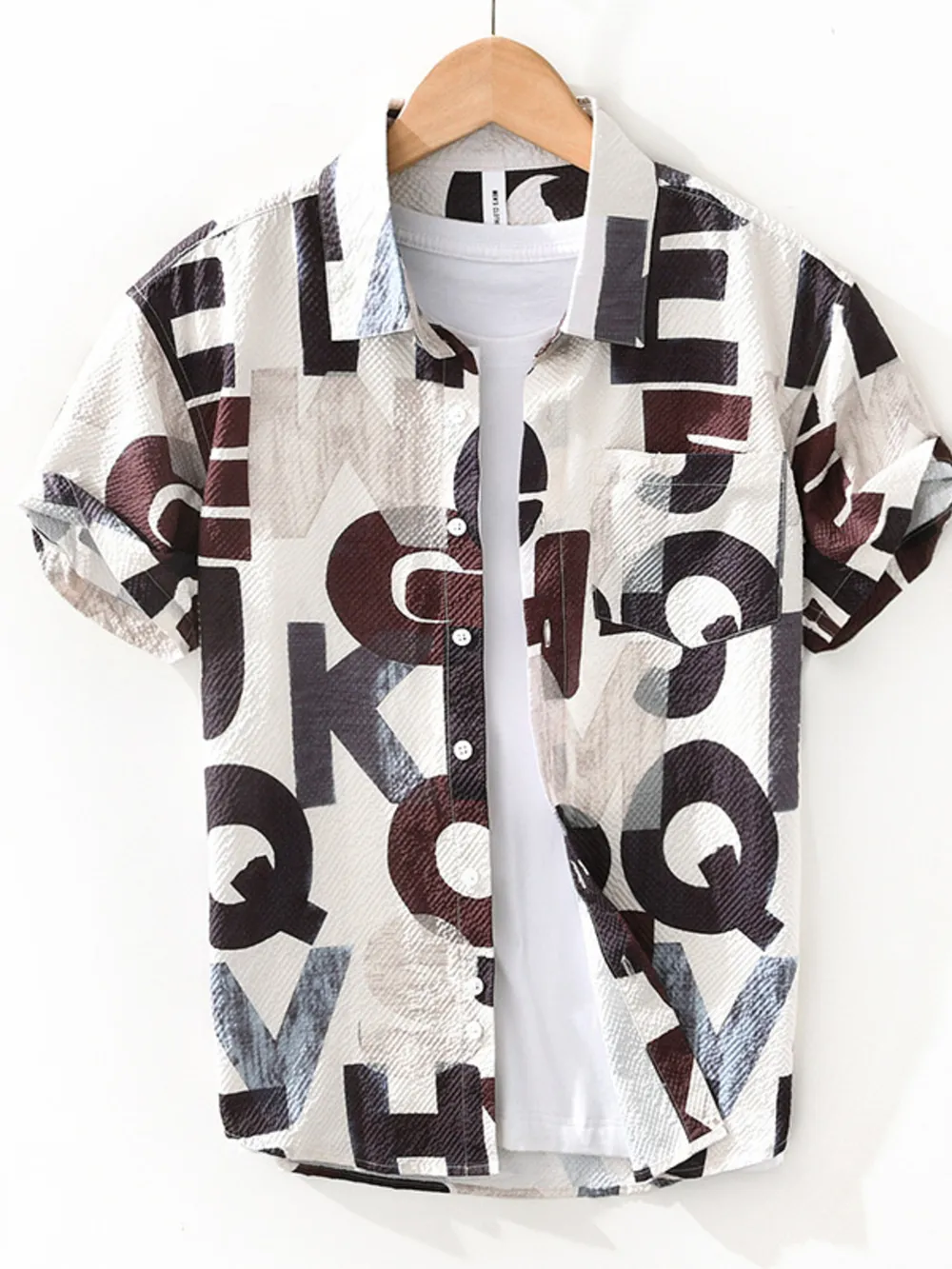 Men's Printed Button Up Short Sleeve Shirt, image 2