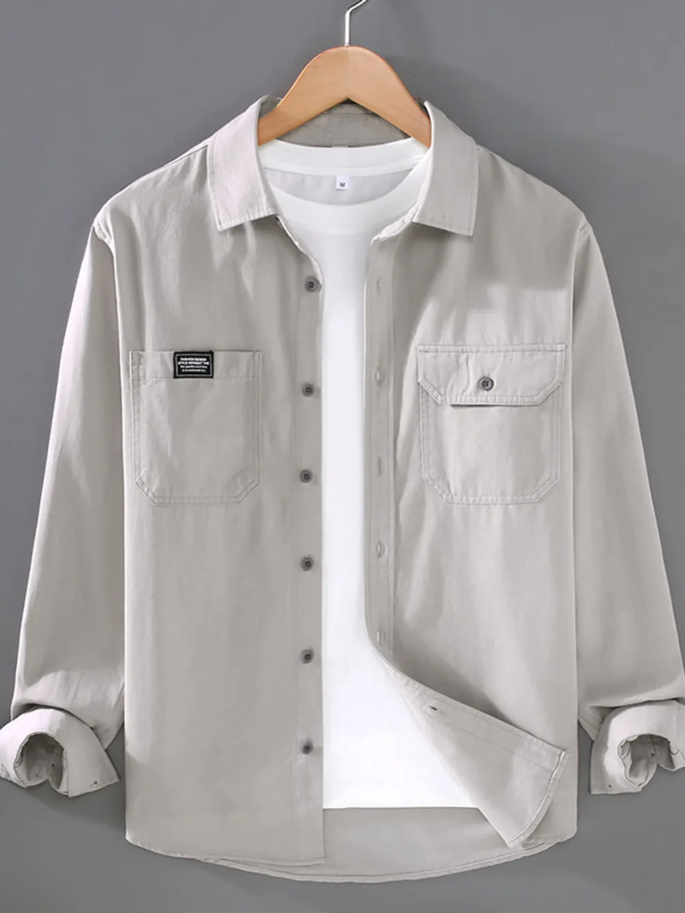 Men's Plus Size Button Up Long Sleeve Shirt, image 5