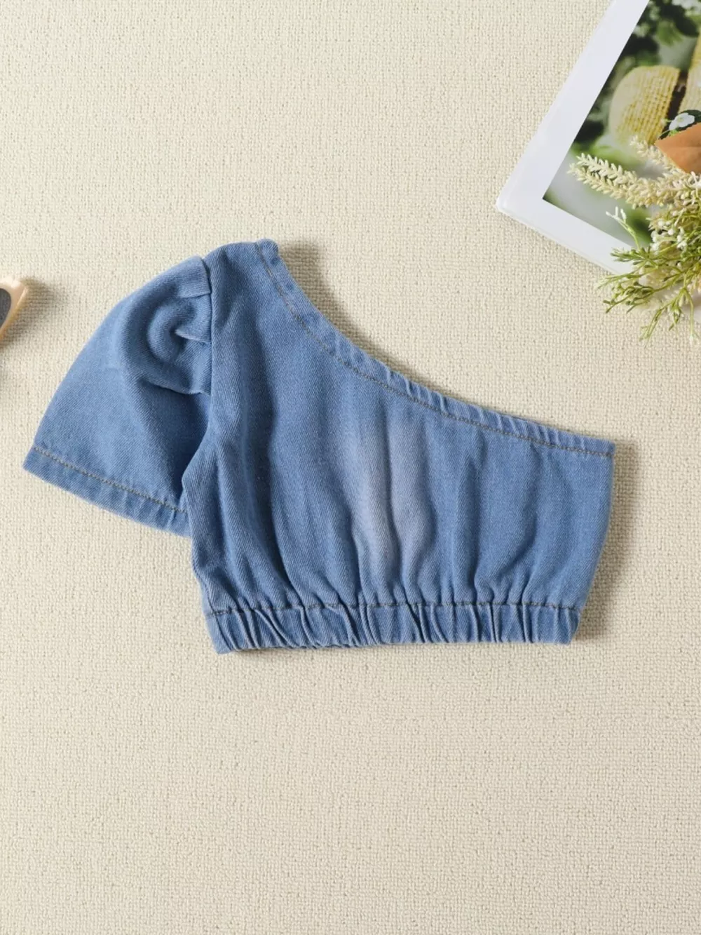 Children's One Shoulder Top and Distressed Jeans Set, image 2