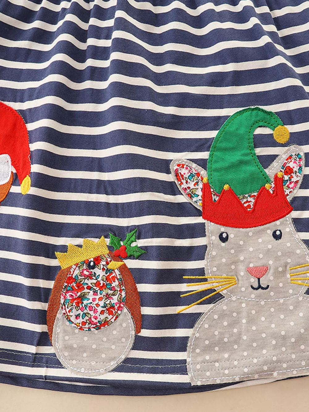 Children's Animal Applique Striped Dress, image 5