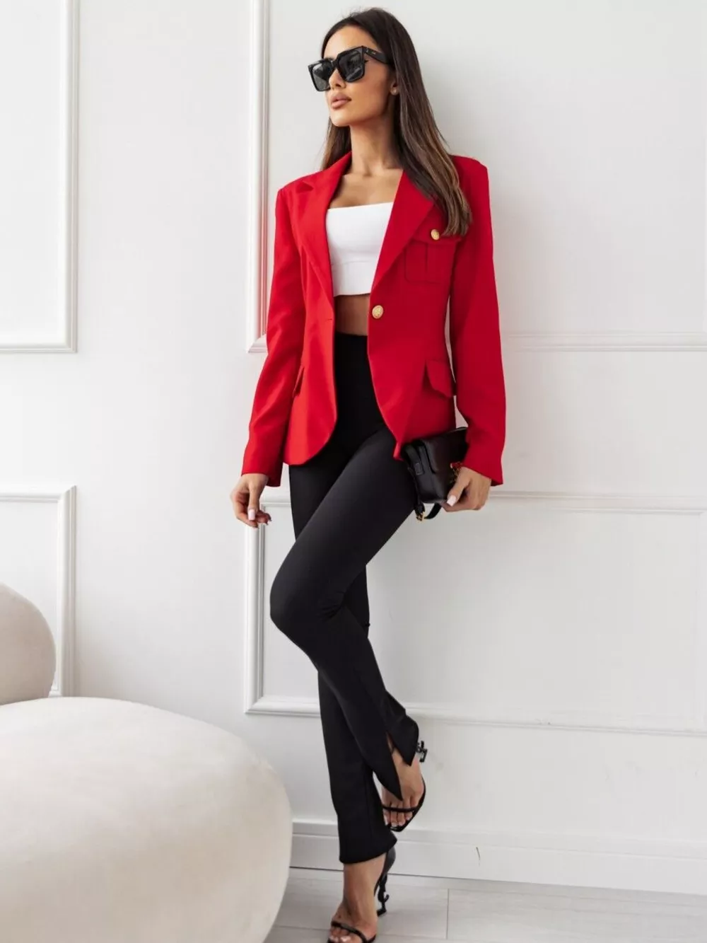 Lapel Collar One Button Blazer, image 9