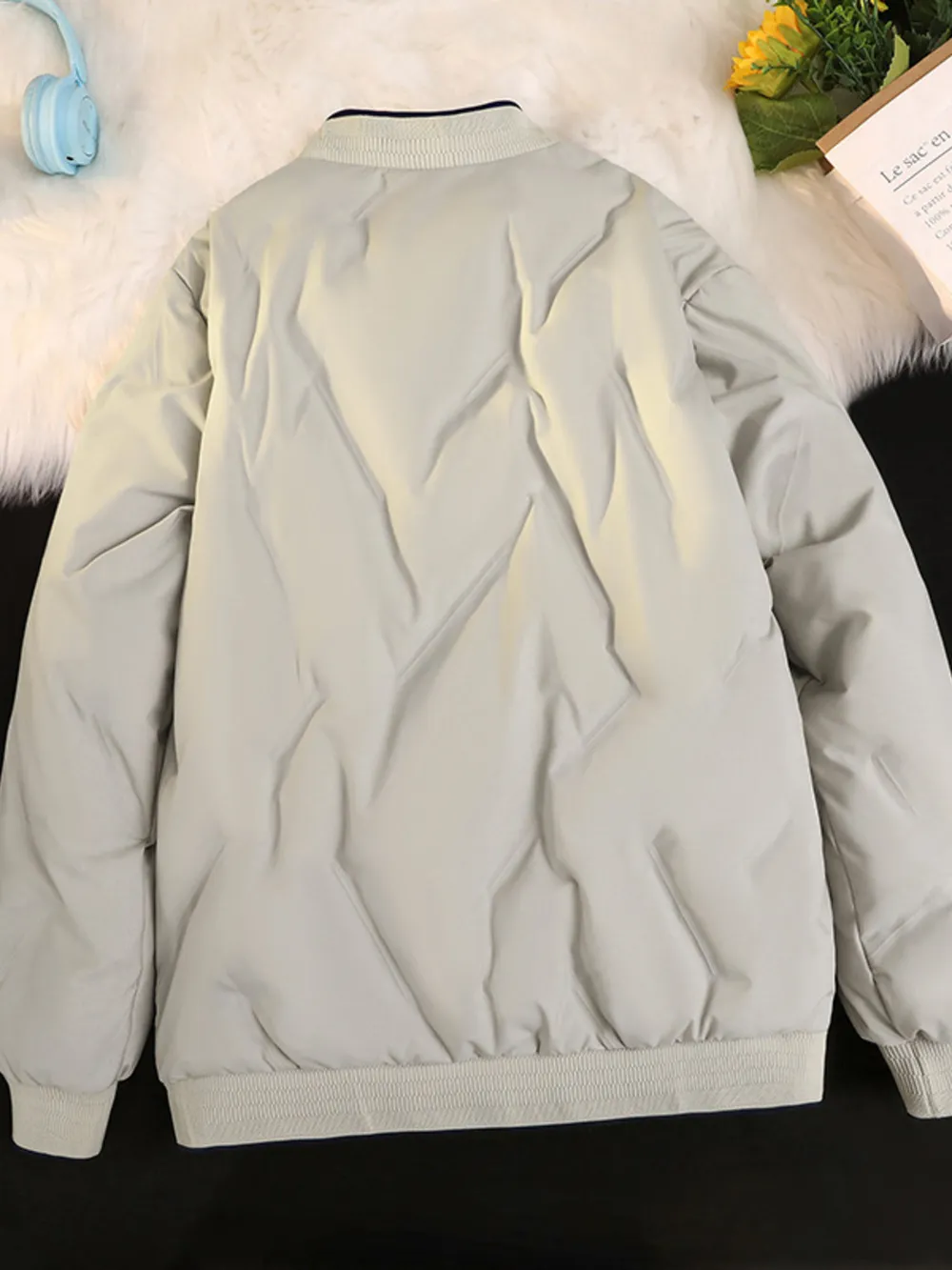 Men's Plus Size Quilted Zip Up Jacket, image 4