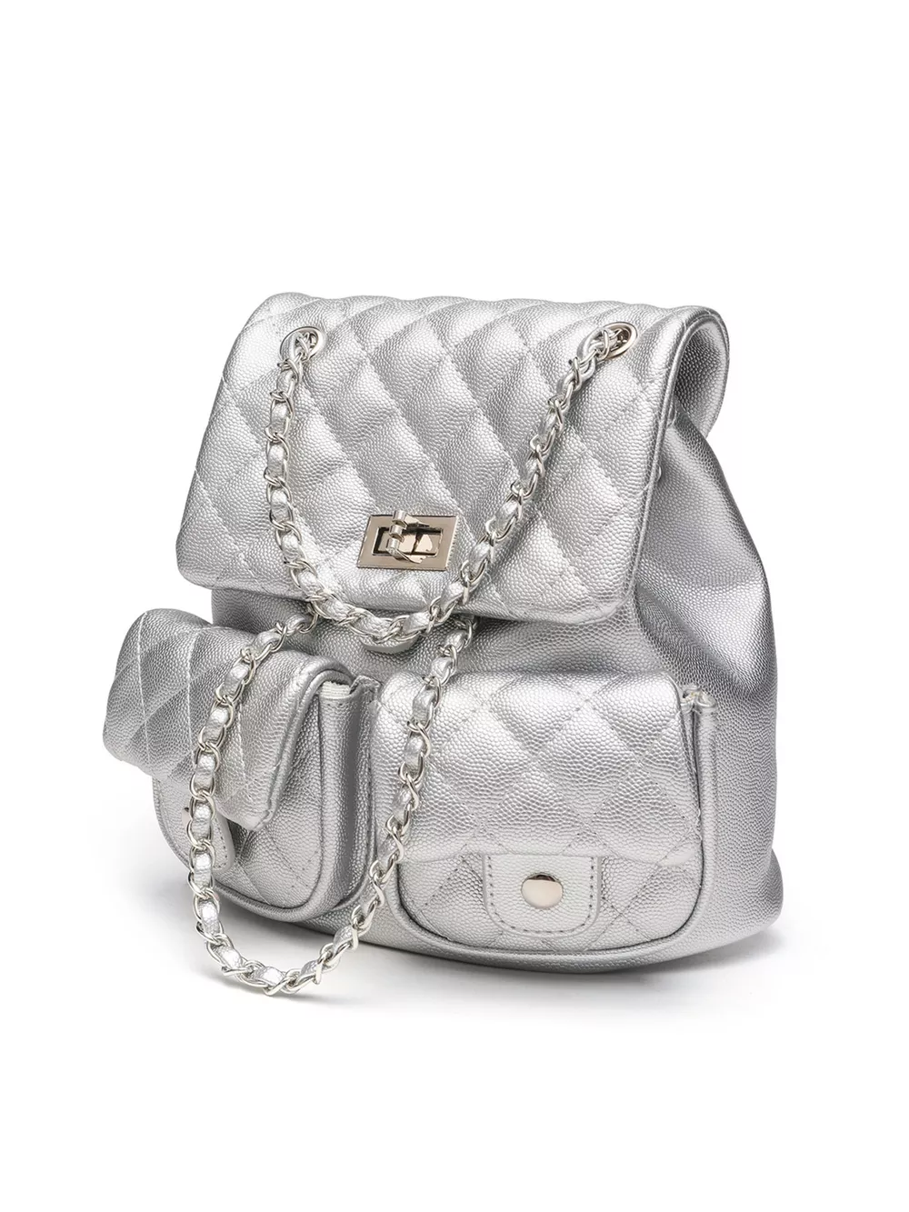 Quilted Chain Strap Backpack Bag, image 4