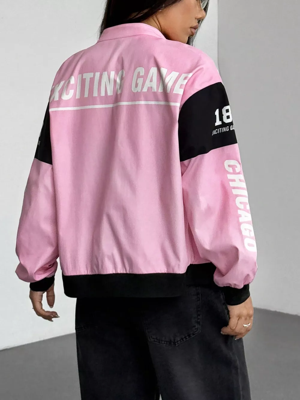 Letter Print Zip Up Jacket, image 21