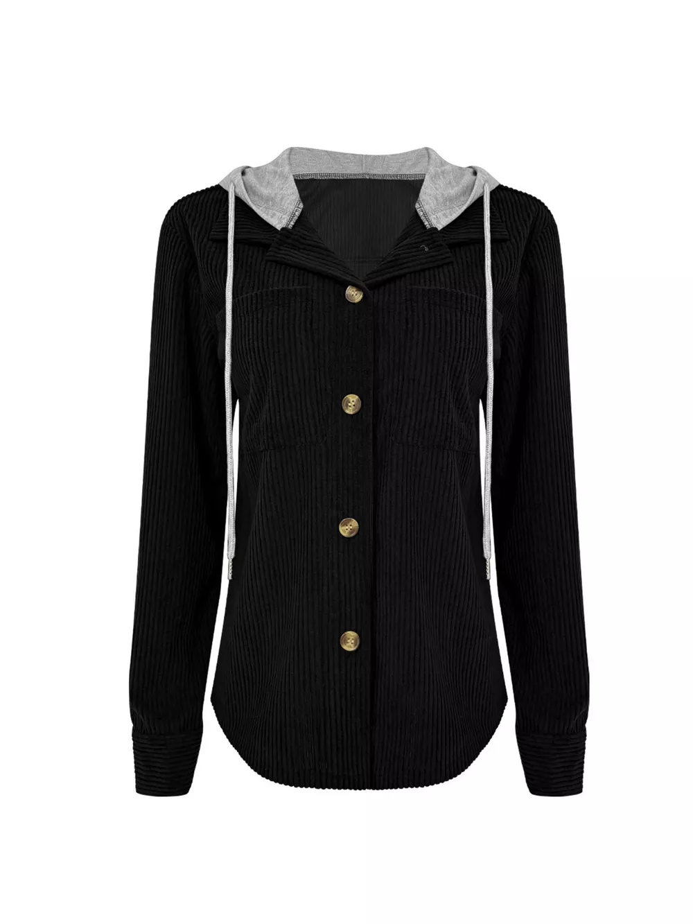 Hooded Corduroy Button-Down Jacket, image 10