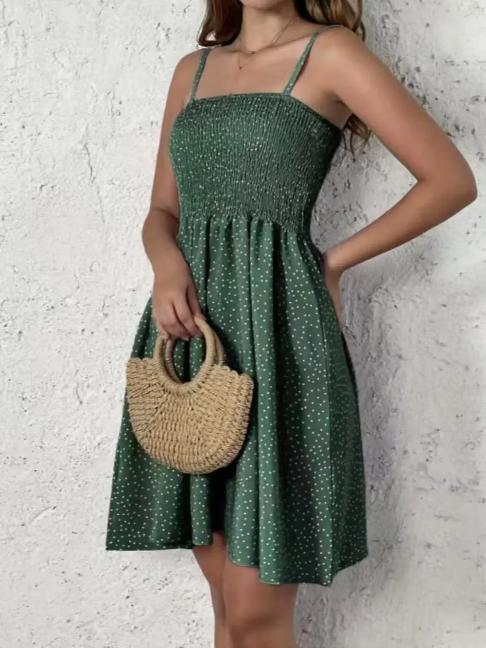 Full Size Smocked Square Neck Cami Dress Plus Size, image 13