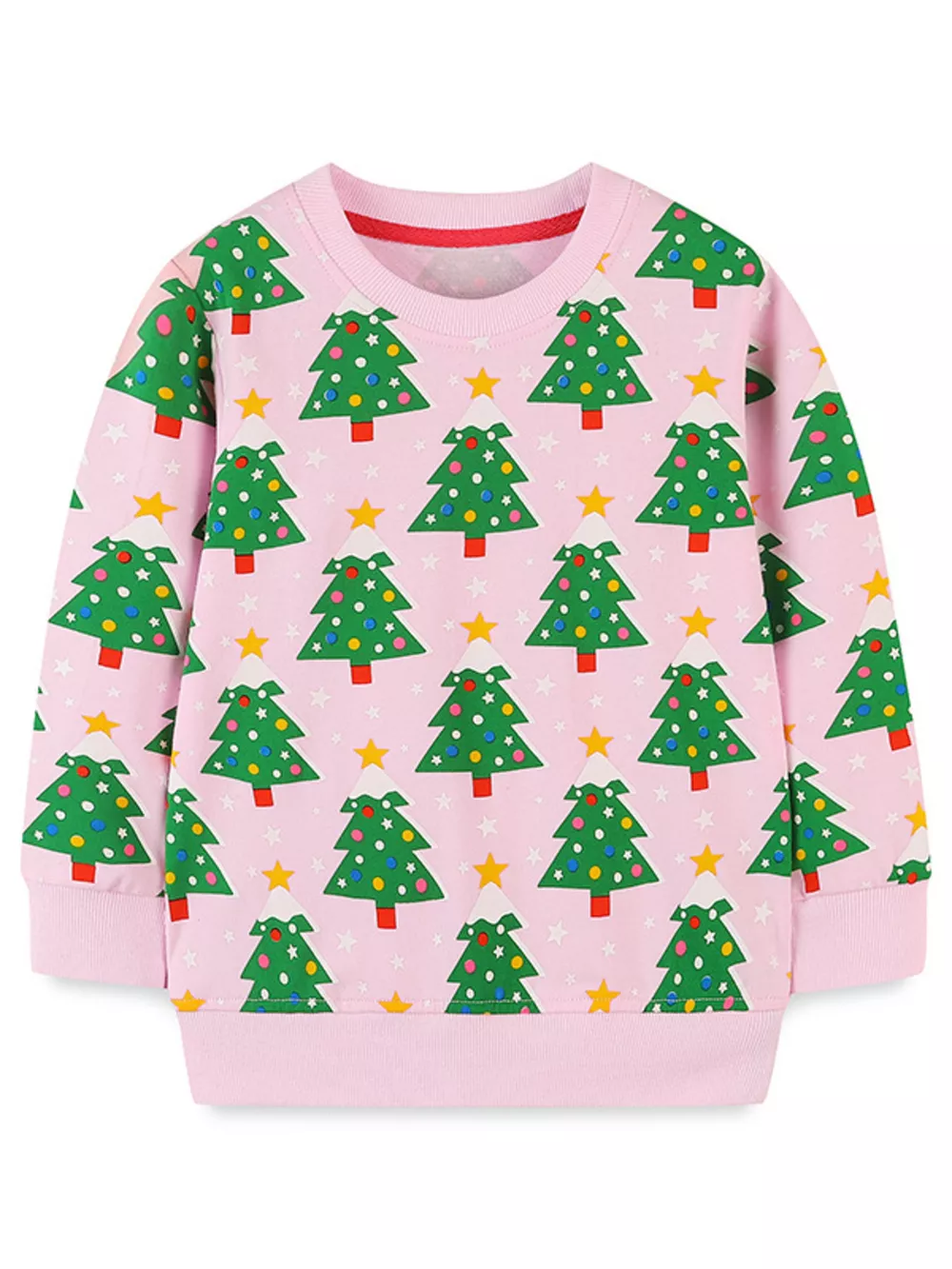 Children's Christmas Tree Print Crewneck Sweatshirt