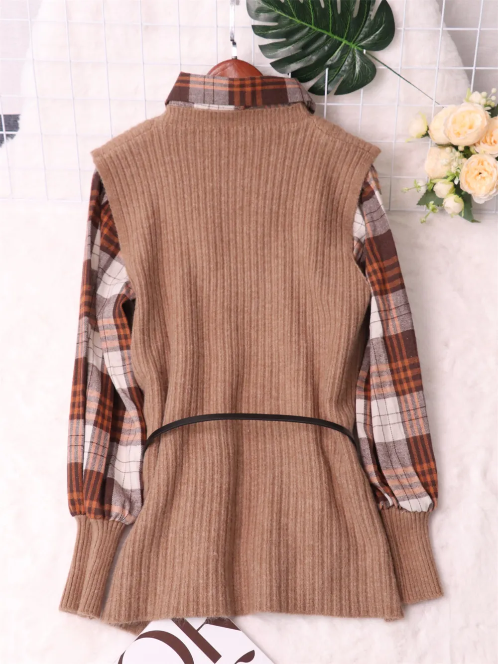 Plaid Long Sleeve Sweater Dress, image 21