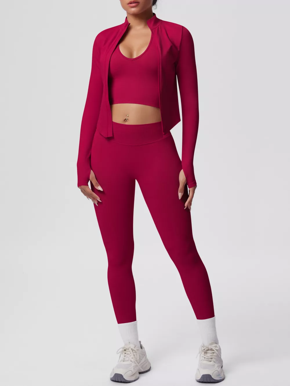 Tank & Zip-Up Jacket and Leggings Three-Piece Active Set, image 20