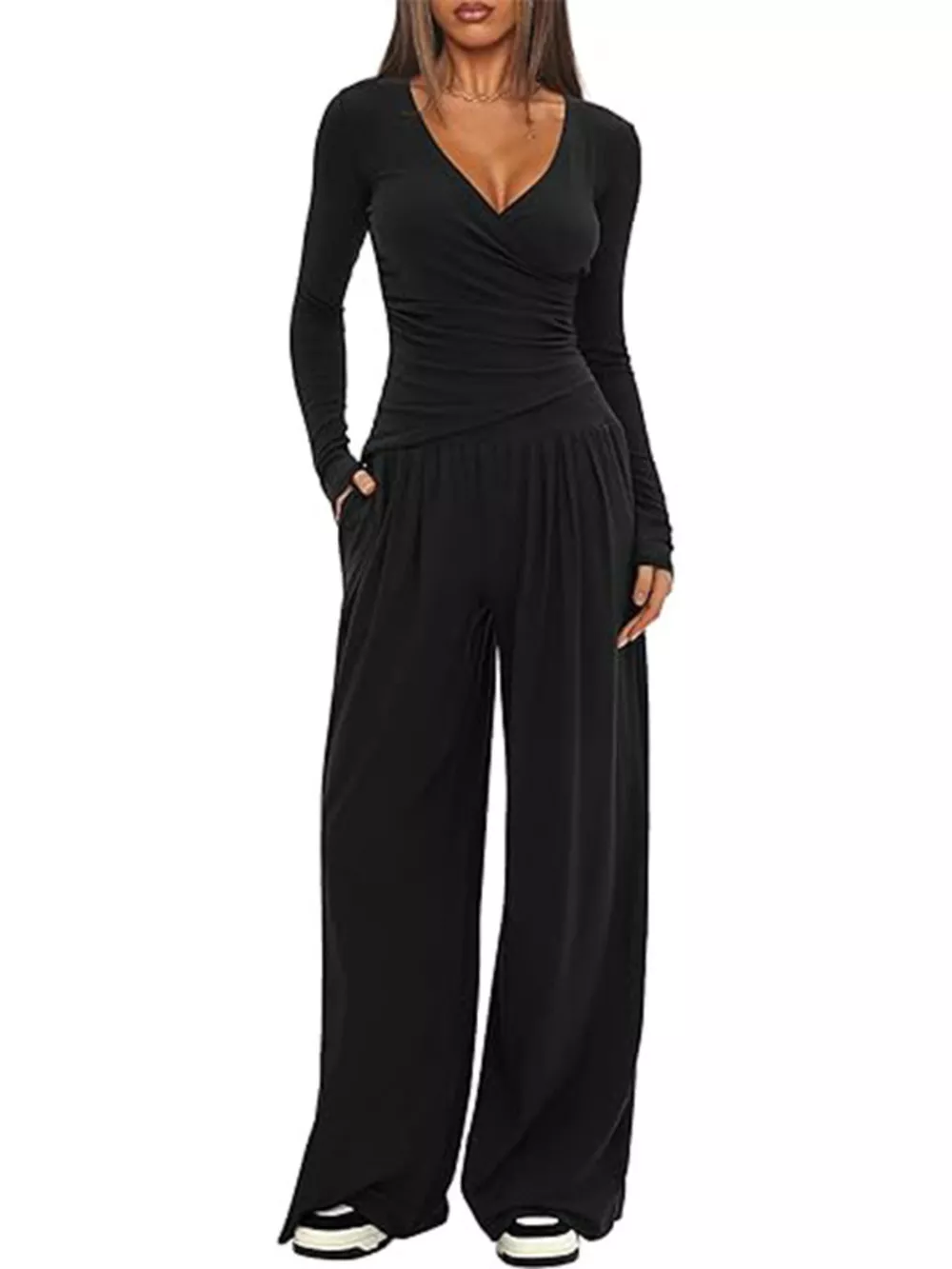 Casual Long Sleeve Top and Pants Two-Piece Set