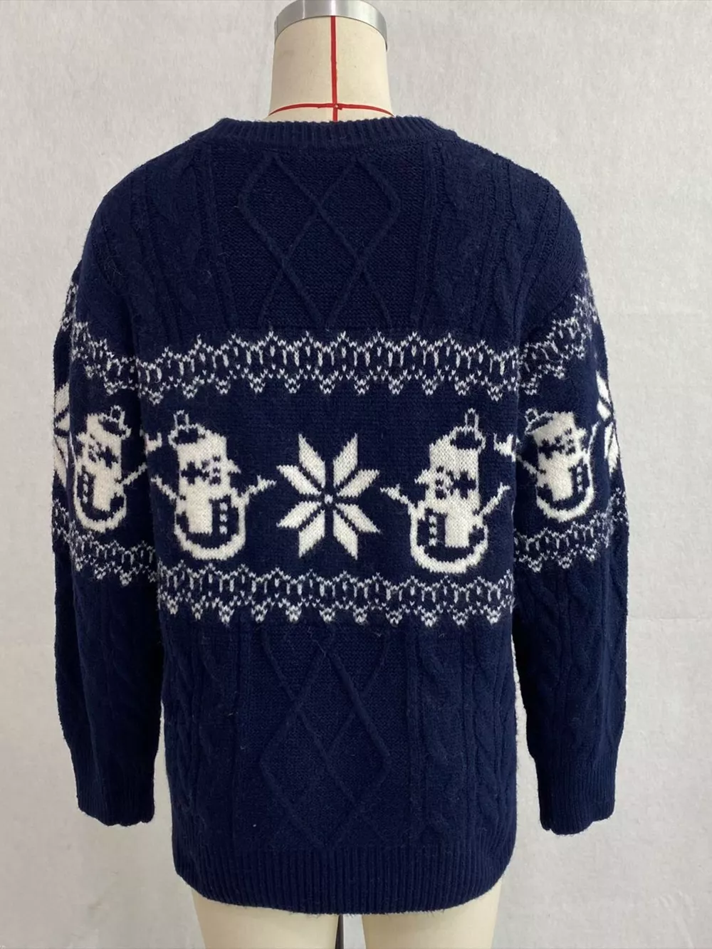 Christmas Snowman Pattern Cable Knit Sweater, image 15