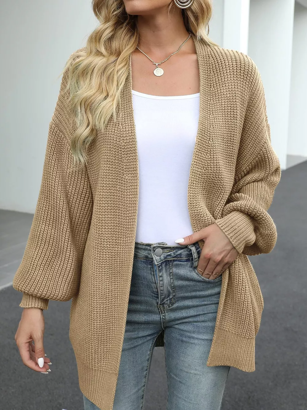 Chunky Knit Open Front Cardigan, image 12