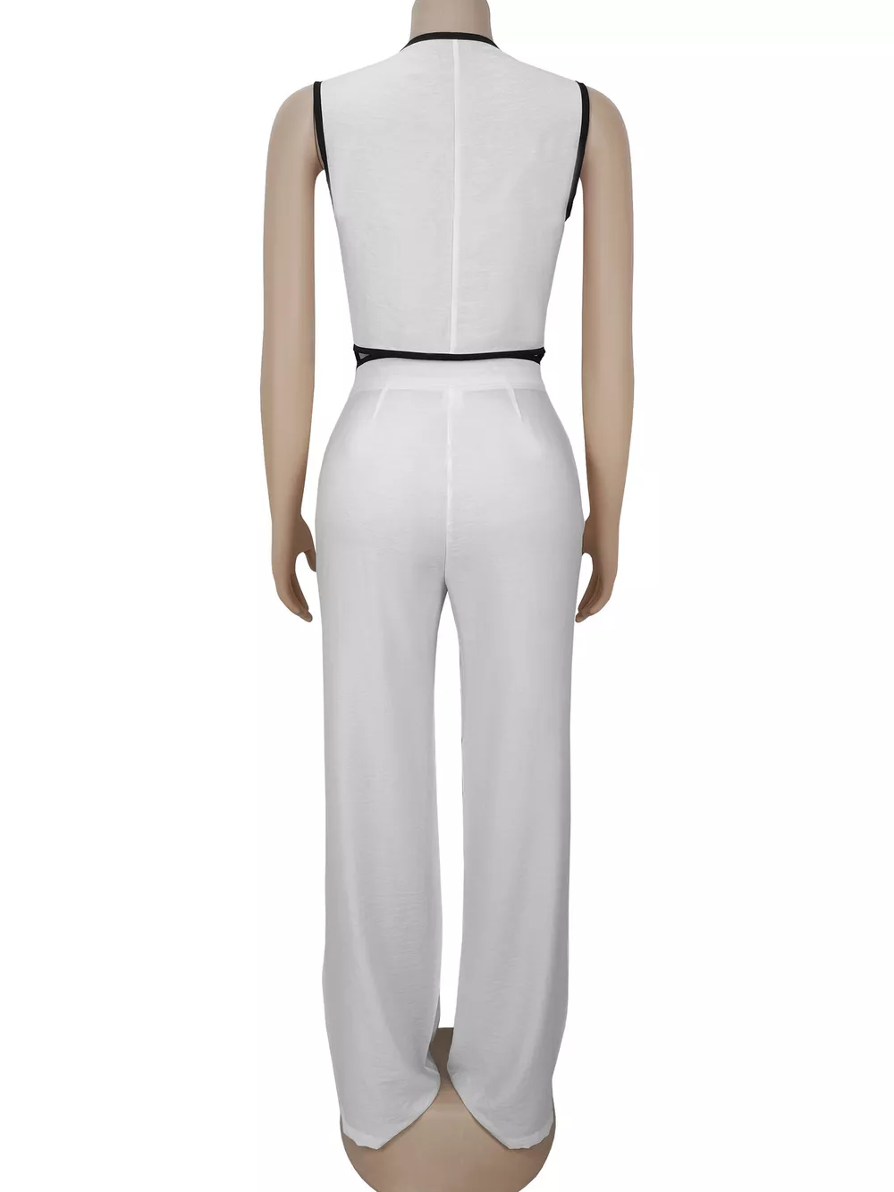 Contrast Trim Vest and Wide-Leg Pants Two-Piece Set, image 9