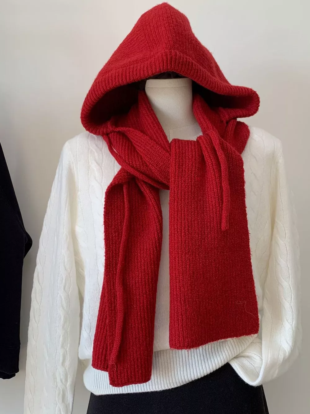 Knitted Solid Color Scarf Hat, image 7