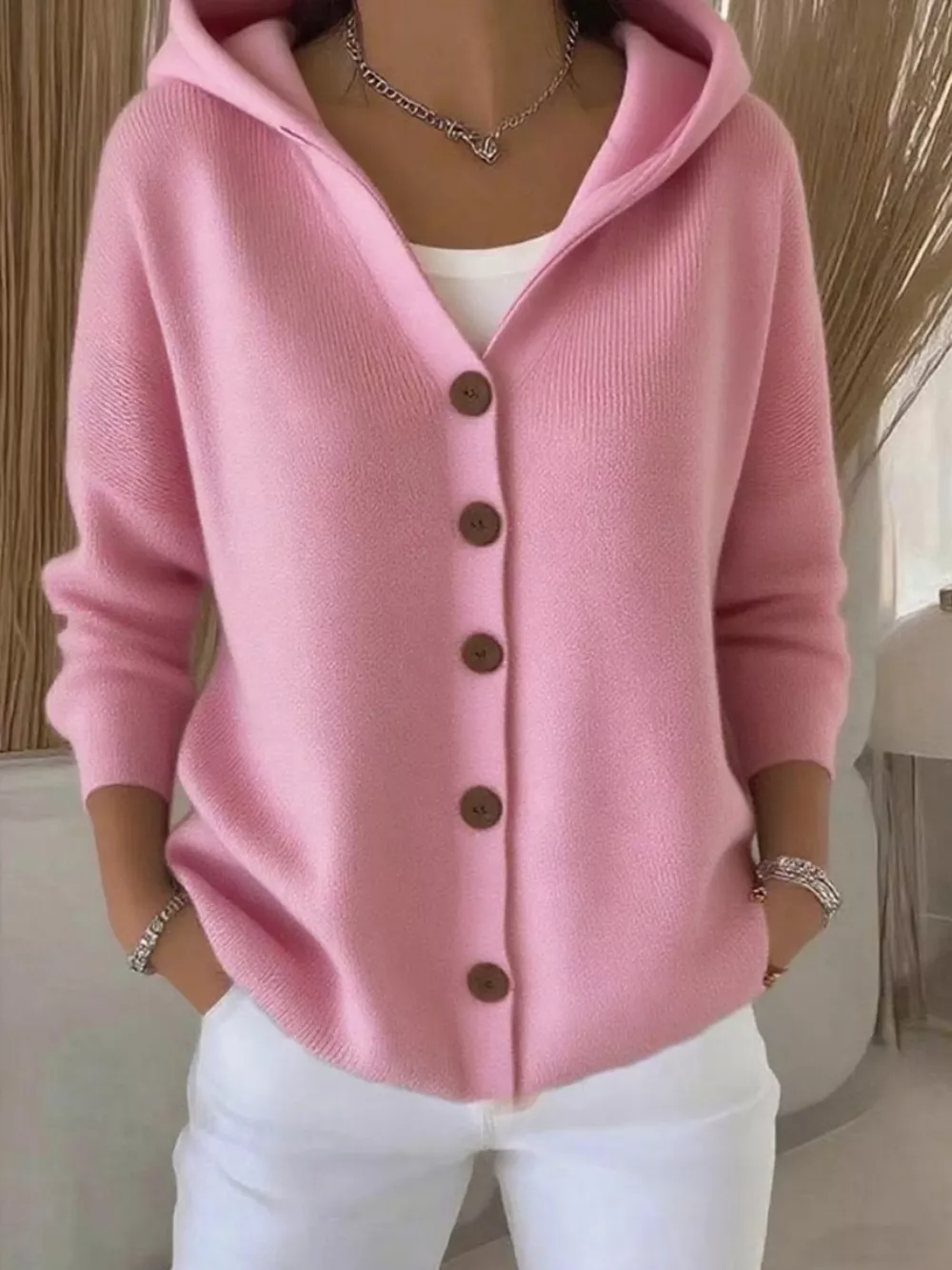 Full Size Hooded Button-Down Knit Cardigan Plus Size, image 28