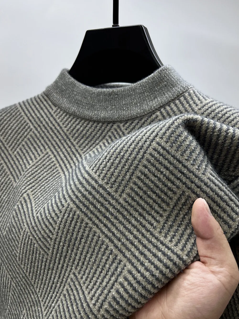 Men's Plus Size Textured Knit Long Sleeve Sweater, image 3