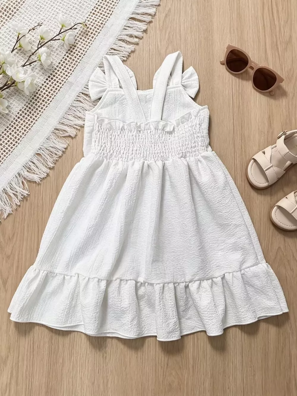 Children's Bowknot Decor Ruffle Hem Sleeveless Dress, image 13