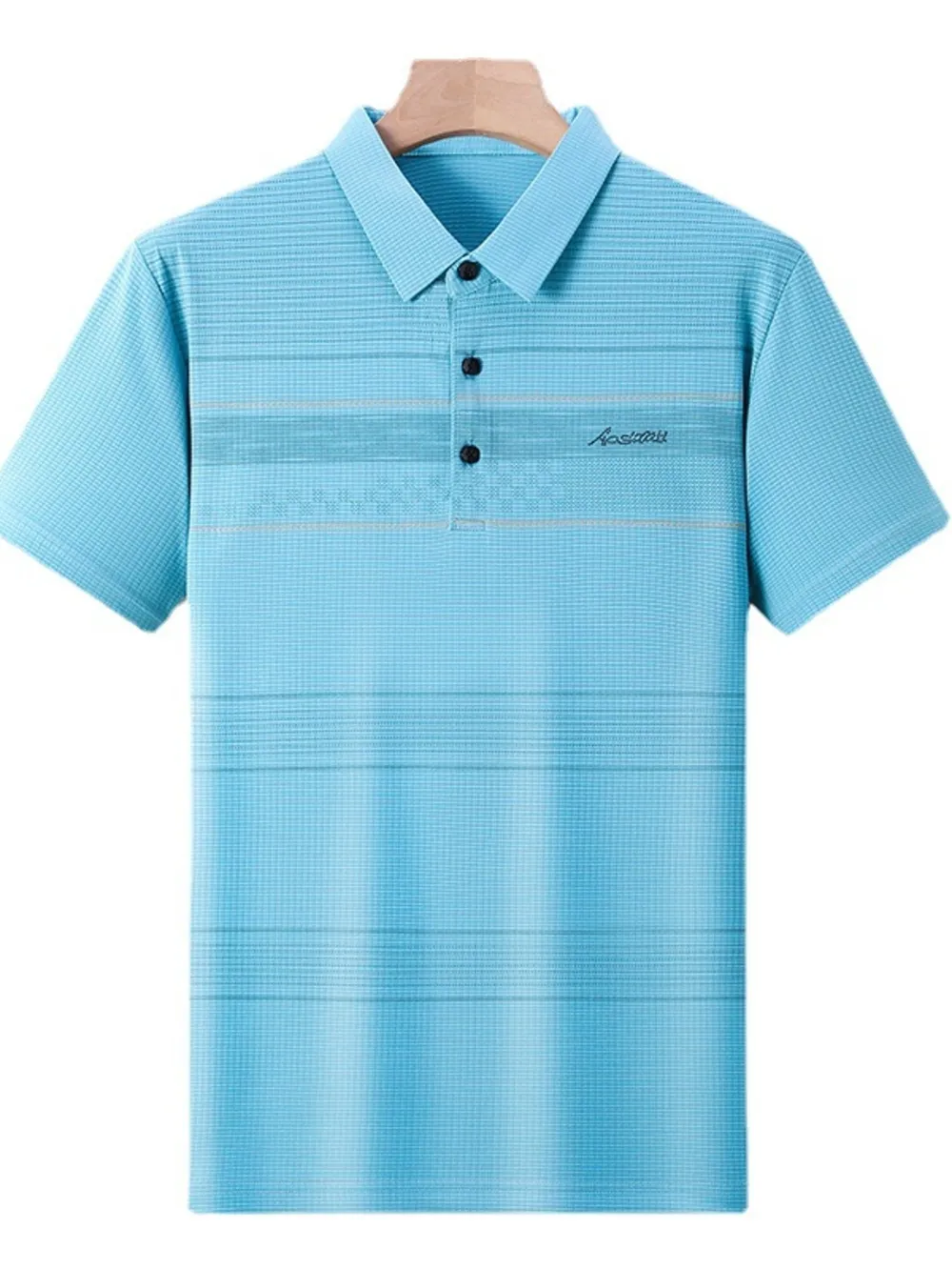 Men's Plus Size Striped Quick-Dry Short Sleeve Polo Shirt, image 4