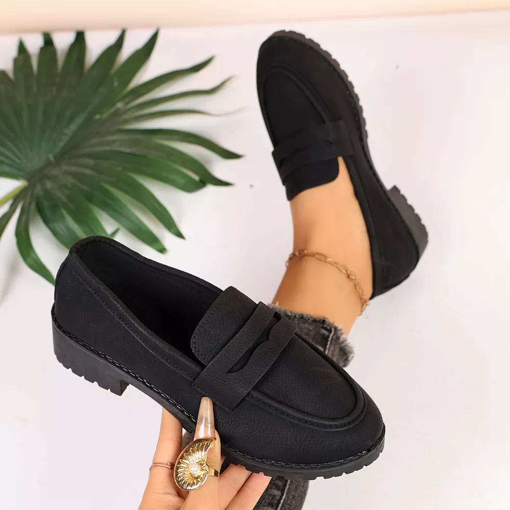 Classic Minimalist Penny Loafers with Chunky Lug Sole