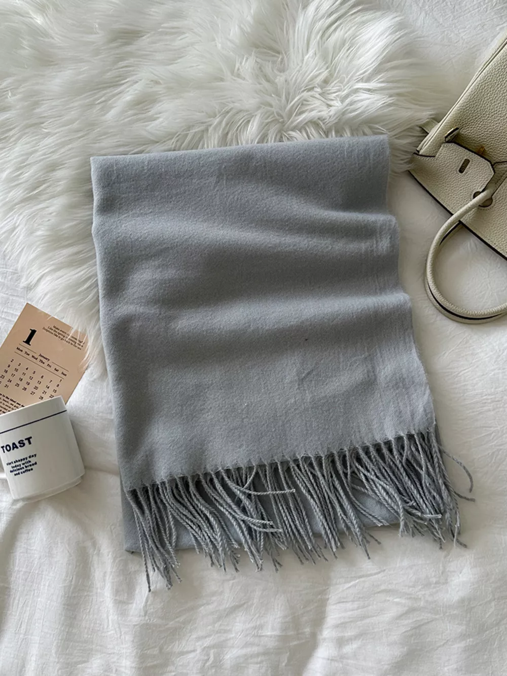 Fringe Solid Color Scarf, image 4