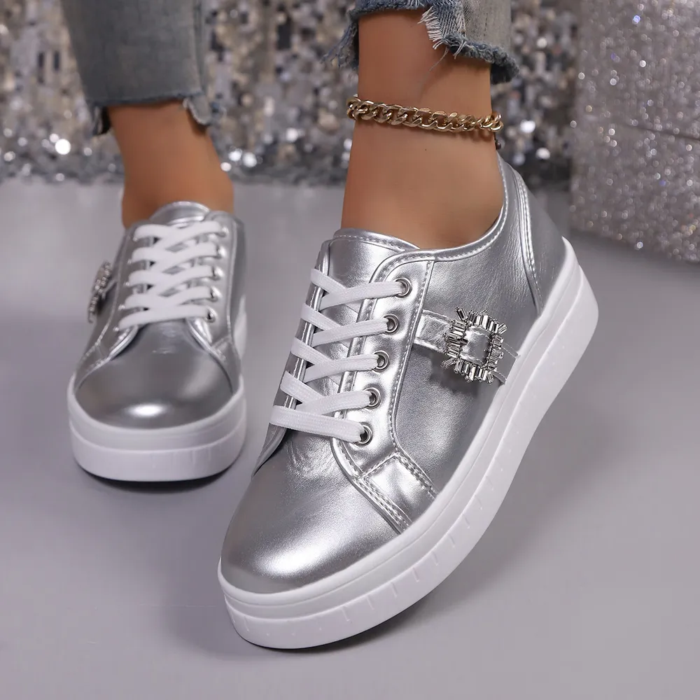 Rhinestone Embellishment Platform Sneakers, image 6
