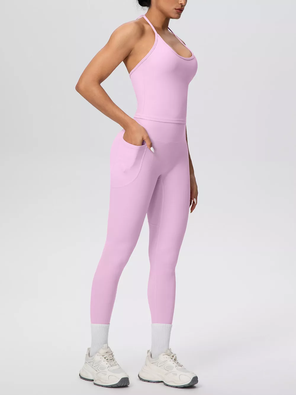 Halter Neck Cami and High-Waisted Leggings Active Set, image 27