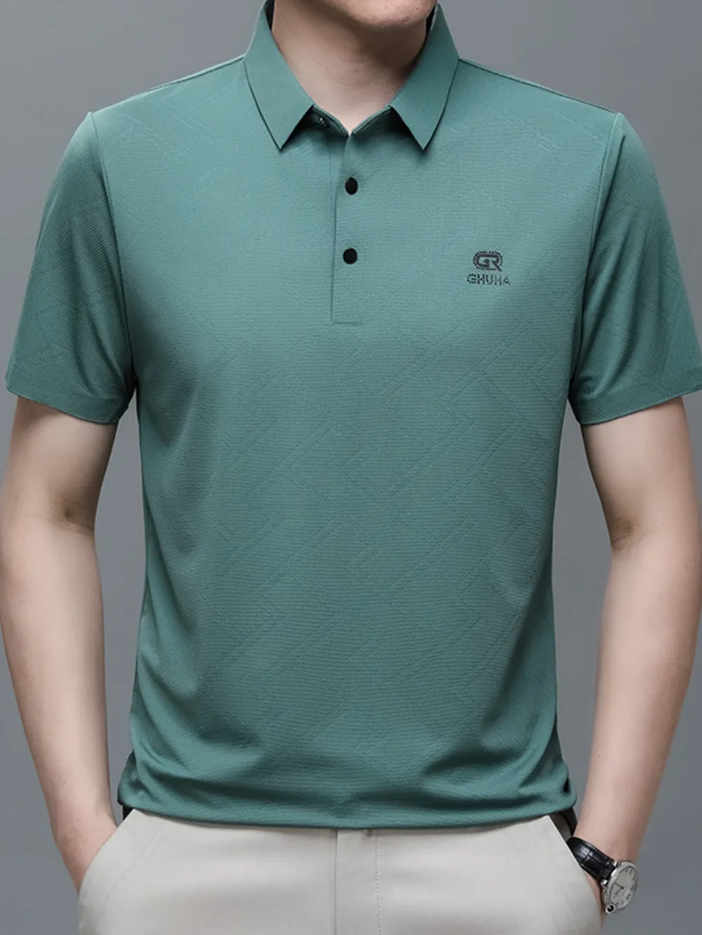 Men's Plus Size Breathable Quick-Dry Collared Neck Polo, image 2