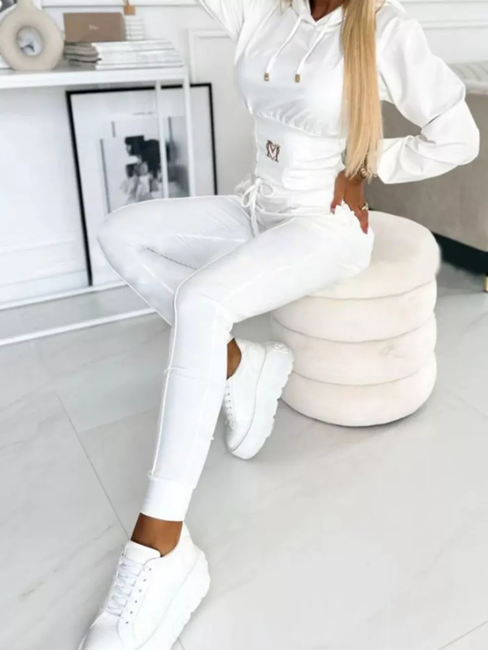 Full Size Drawstring Cropped Hoodie and Pants Set Plus Size, image 6