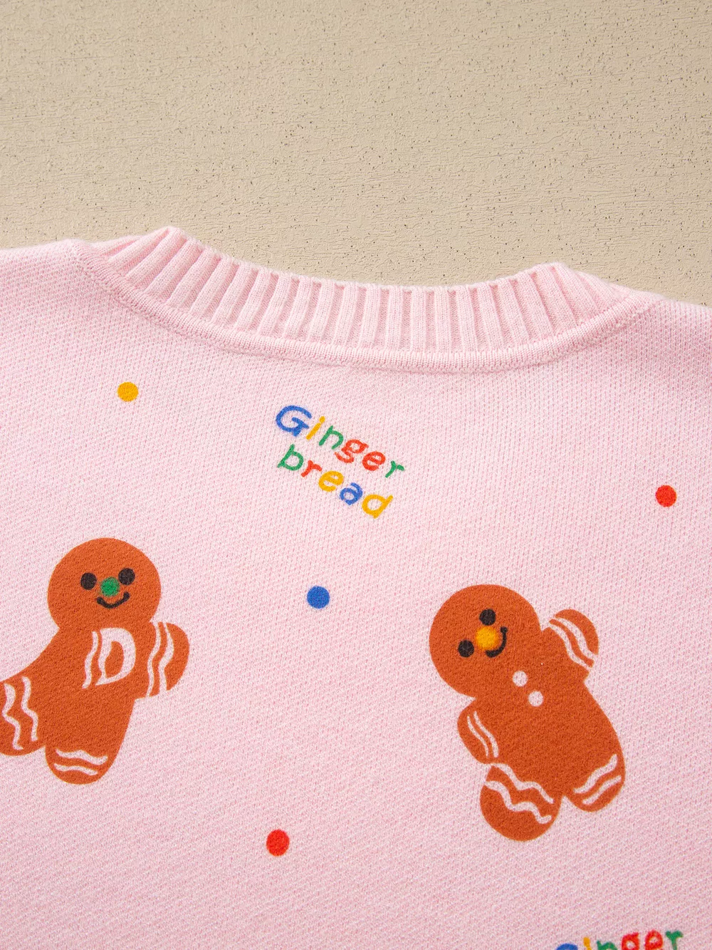 Gingerbread Pattern Long Sleeve Round Neck Sweater, image 6