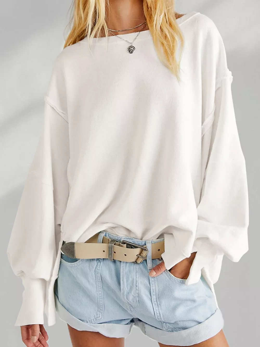 Oversized Relaxed Fit Crew Neck Sweatshirt