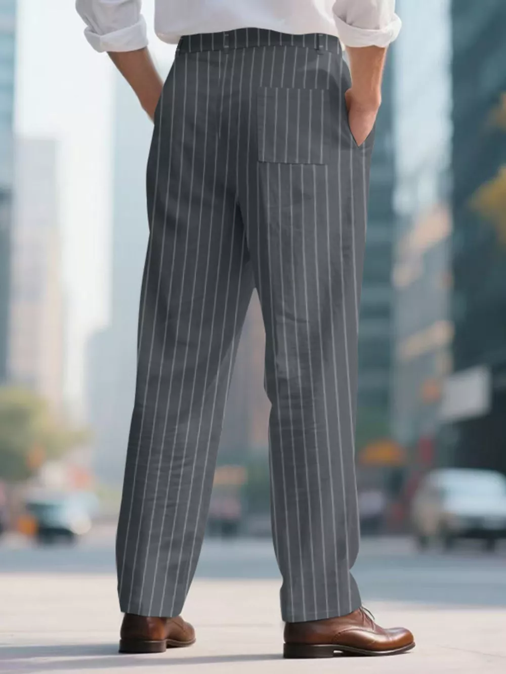 Men's Full Size Striped Wide Leg Pant Plus Size, image 14