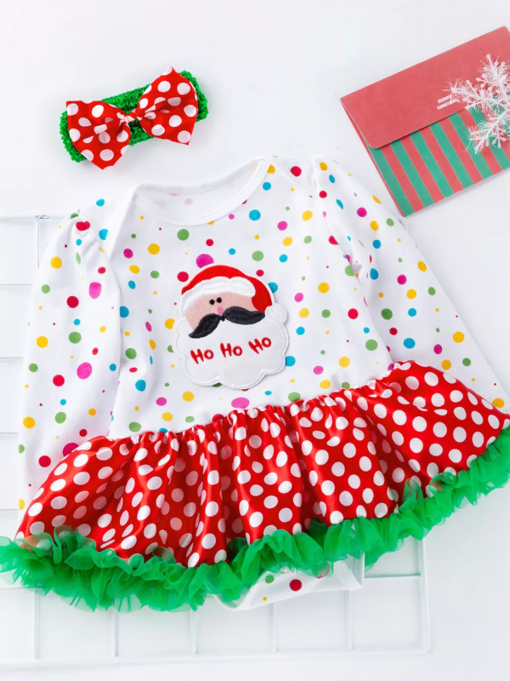 Children's Christmas One Piece Dress with Headband