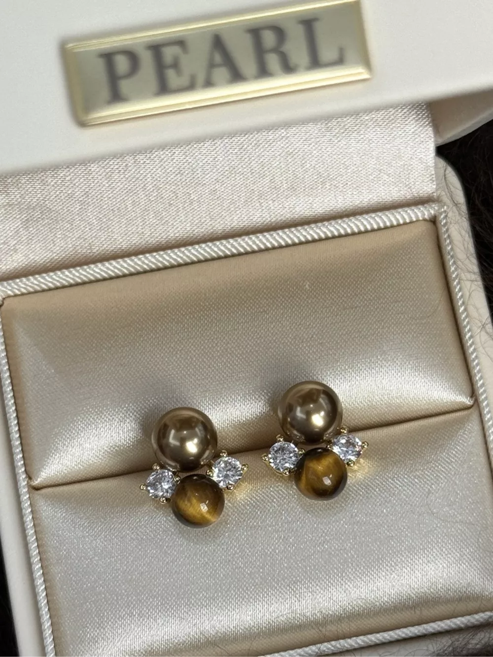 Tiger Eye Stud Earrings, image 5
