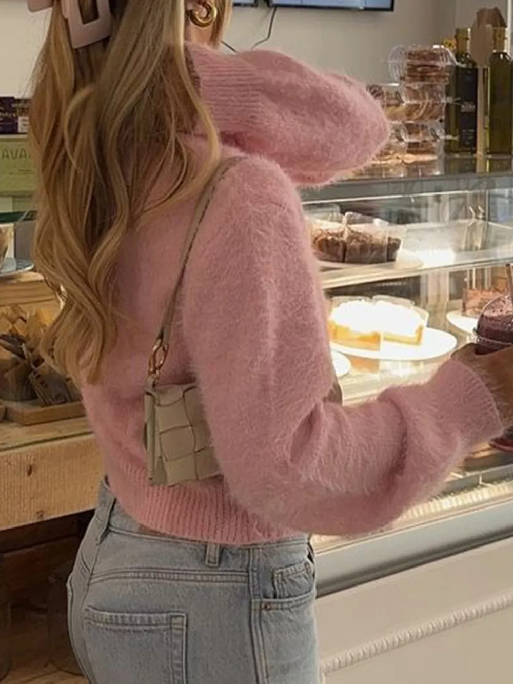 Fluffy Knit Button-Down Cardigan, image 5